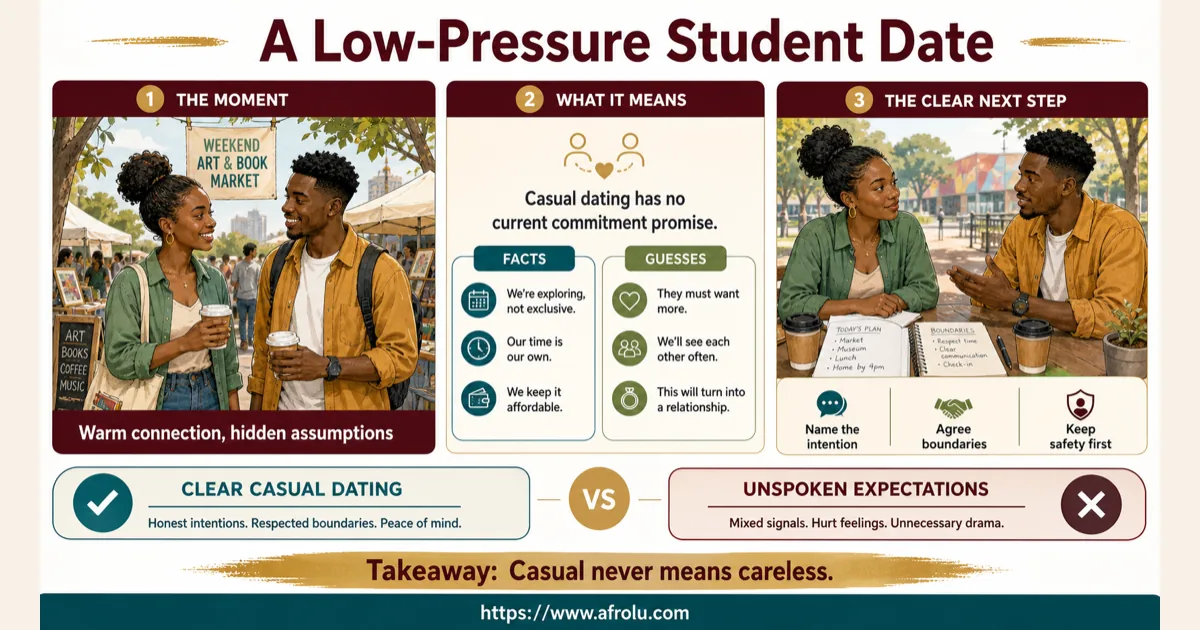 Illustrated dating scenario for Clear Casual Weekend Dating as a Student: Saturday stays undefined