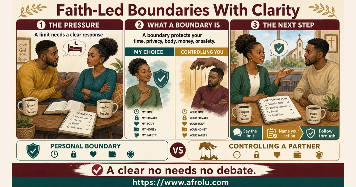 Illustrated dating scenario for Keep Faith-Led Weekend Dating Clear and Boundaried: Rest and worship can remain protected