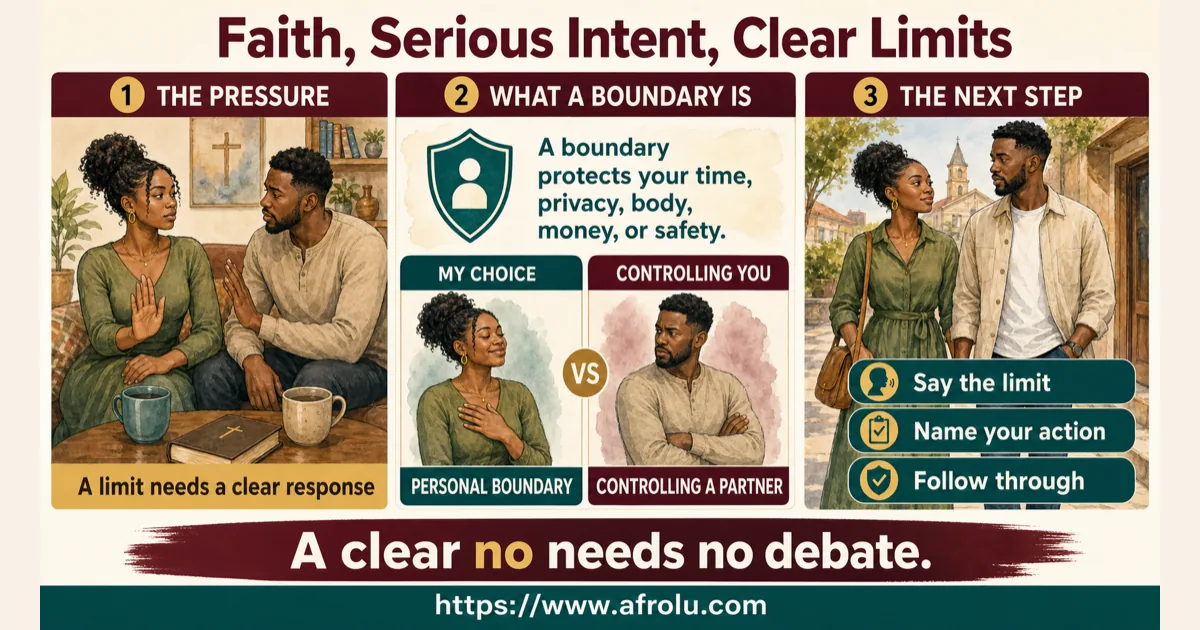 Illustrated dating scenario for Set Faith-Led Boundaries for Serious Hopes and a Casual Start: Courtship is announced without agreement.