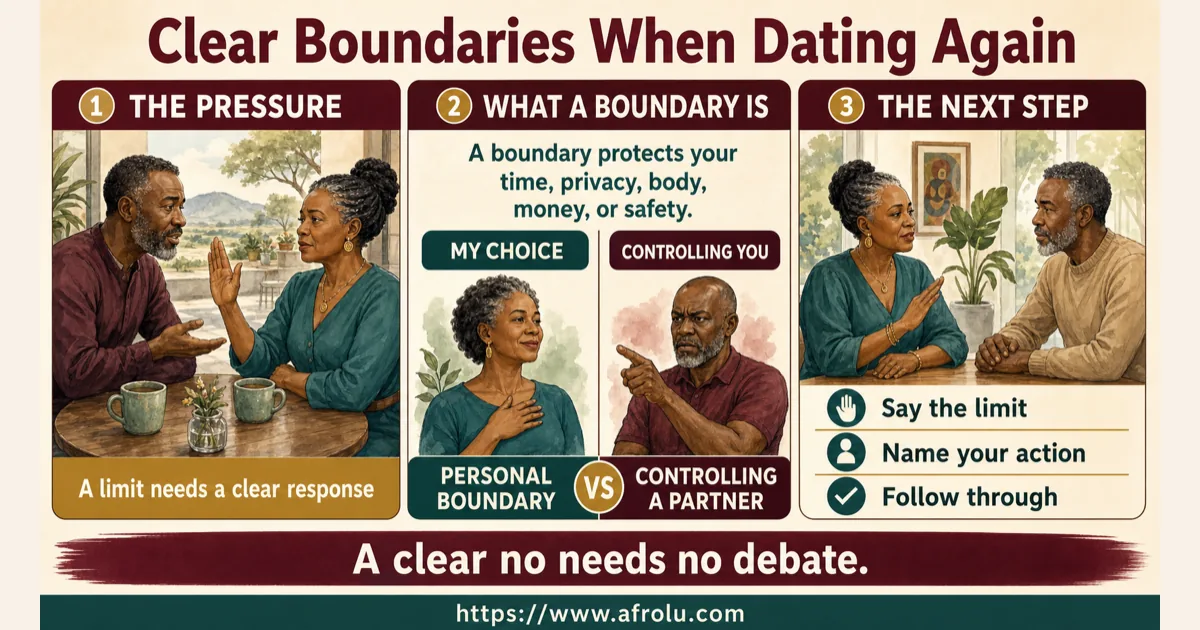 Illustrated dating scenario for Set Clear Casual Dating Boundaries Later in Life: Casual does not answer structure