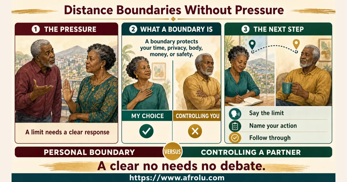 Illustrated dating scenario for Handle Late Long-Distance Calls and Visits Without Pressure: End the window without punishing the person