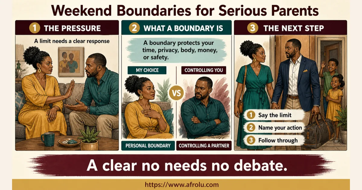 Illustrated dating scenario for Protect Family Life in Serious Weekend Dating: Care duties set real limits
