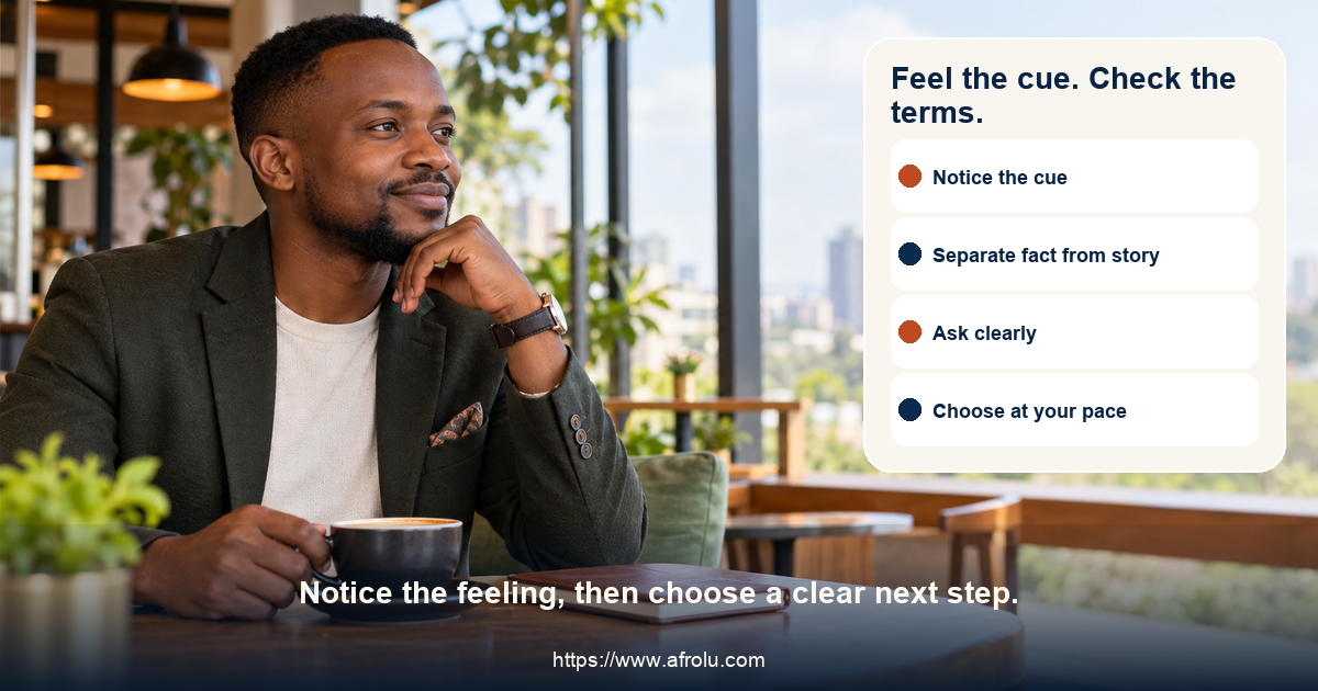 Adult Black Kenyan man reflecting before a date in a bright Nairobi cafe
