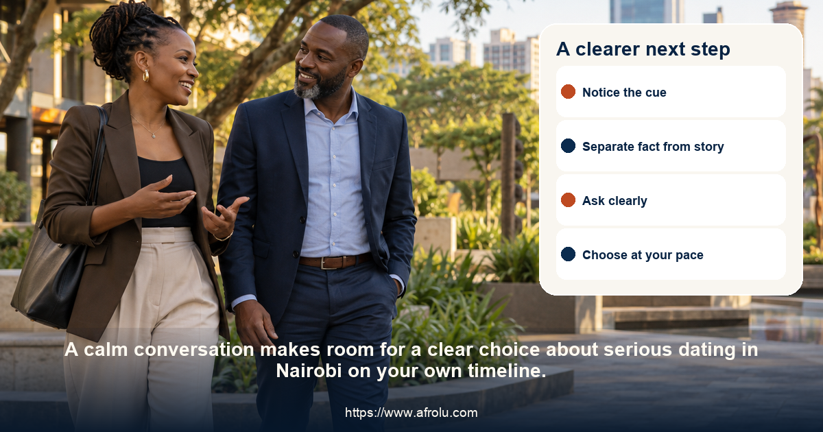 Two adults share a respectful conversation about serious dating in Nairobi on your own timeline.