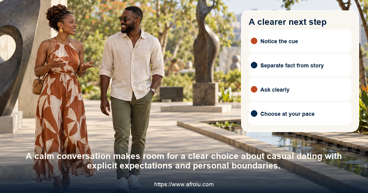 Two adults share a respectful conversation about casual dating with explicit expectations and personal boundaries.