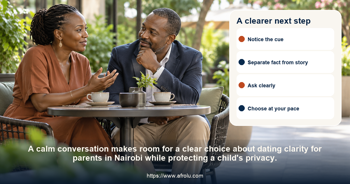Two adults share a respectful conversation about dating with clarity as a parent in Nairobi.