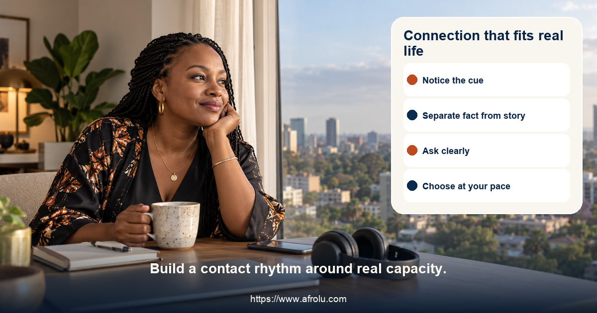 Adult Black Kenyan professional planning a calm remote call after work