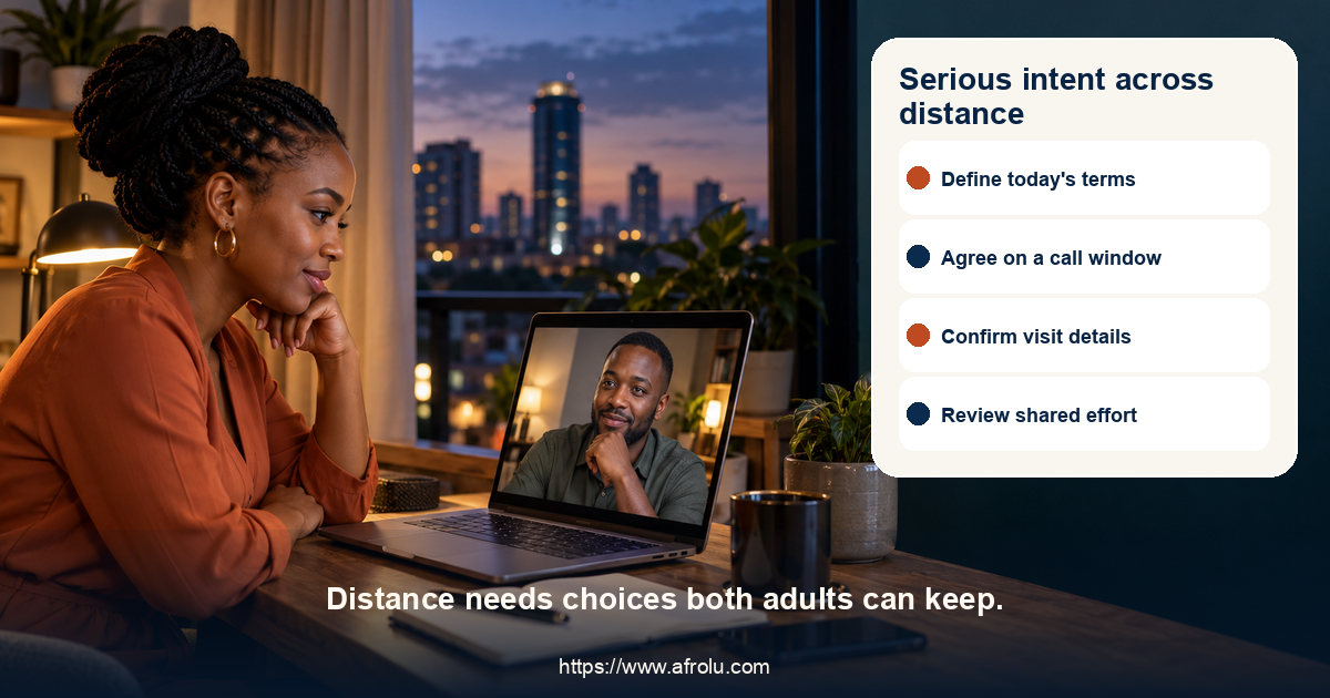 Serious intent across distance. Distance needs choices both adults can keep.