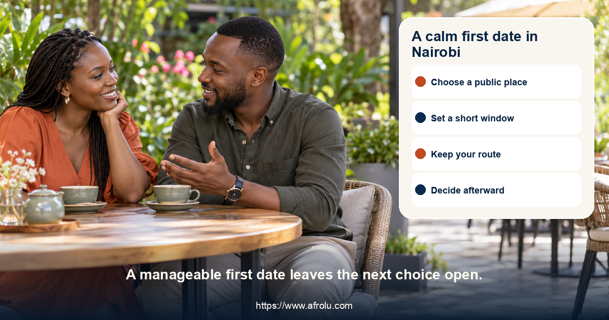 A calm first date in Nairobi. A manageable first date leaves the next choice open.