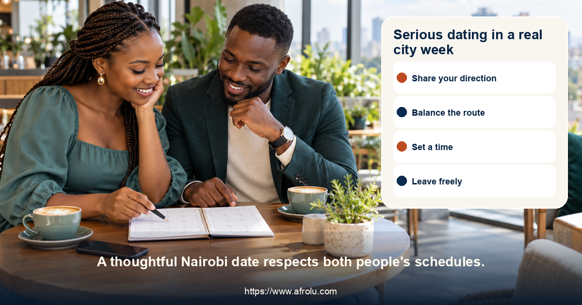 Serious dating in a real city week. A thoughtful Nairobi date respects both people's schedules.