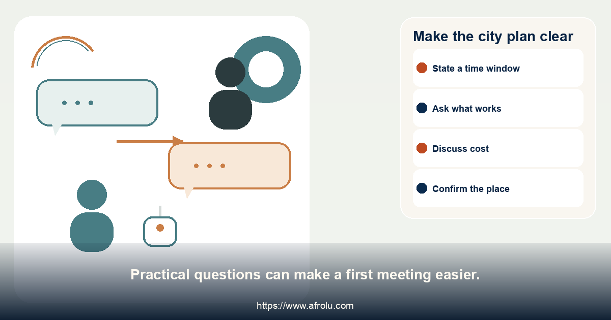 Make the city plan clear. Practical questions can make a first meeting easier.