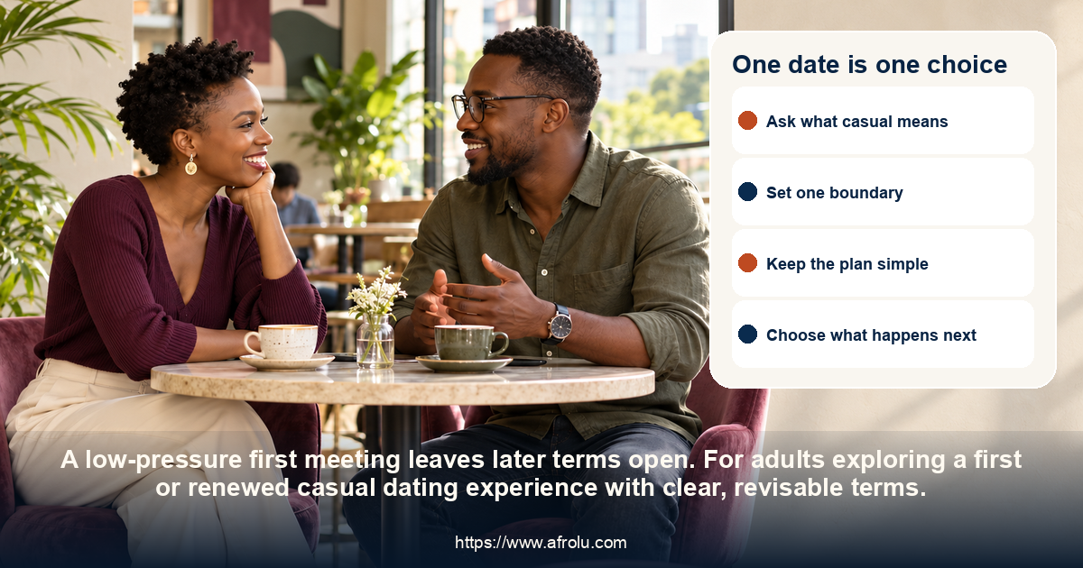 One date is one choice: a first or renewed casual dating experience with clear, revisable terms.