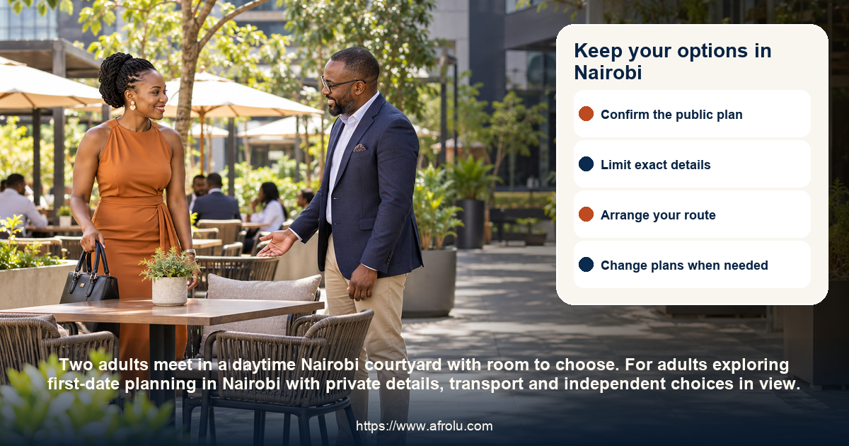 Keep your options in Nairobi: first-date planning in Nairobi with private details, transport and independent choices in view.