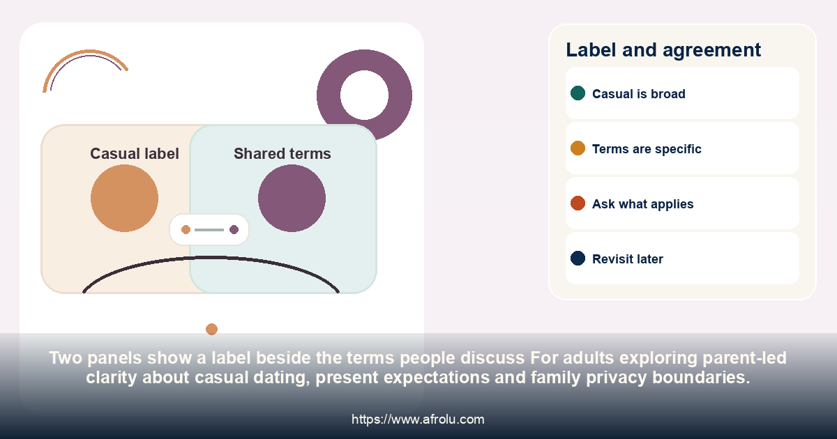 Label and agreement: parent-led clarity about casual dating, present expectations and family privacy boundaries.