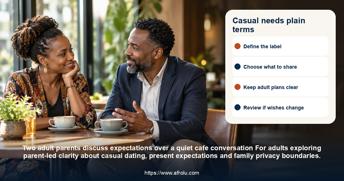 Casual needs plain terms: parent-led clarity about casual dating, present expectations and family privacy boundaries.