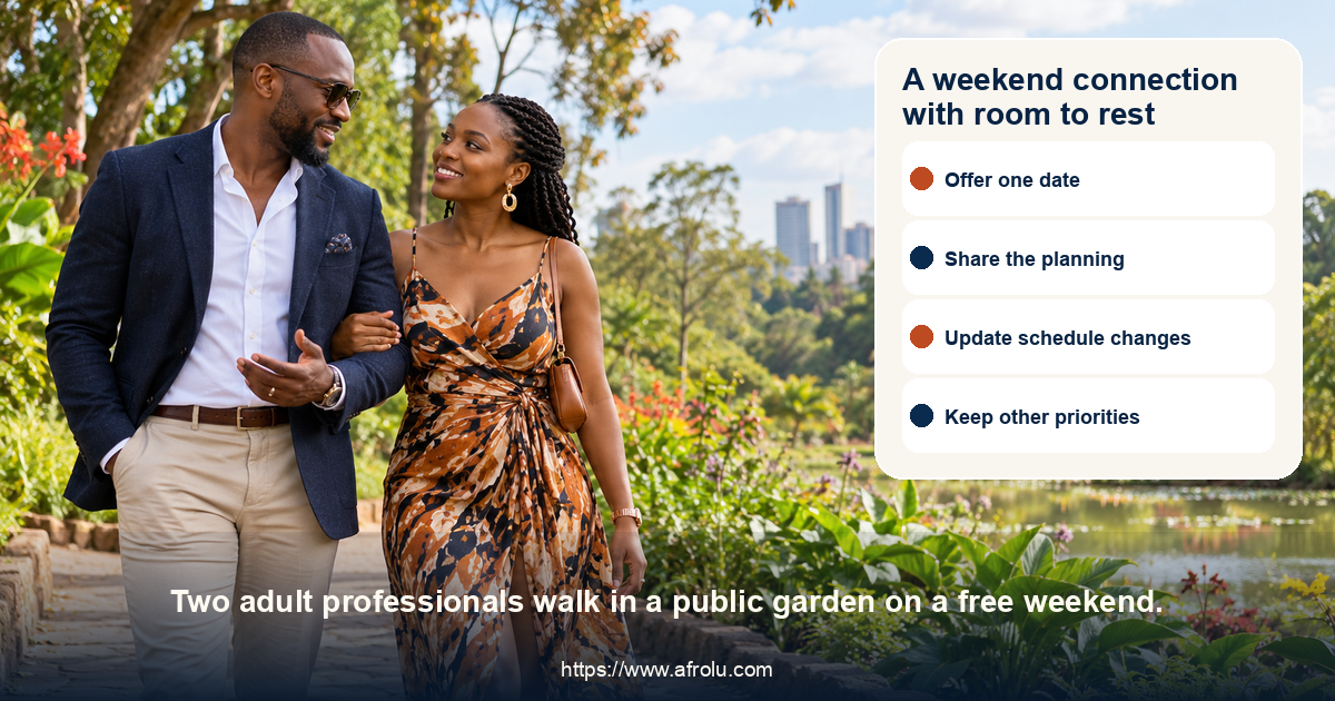 A weekend connection with room to rest: serious weekend dating for professionals balancing shifts, recovery, friendships and shared planning.