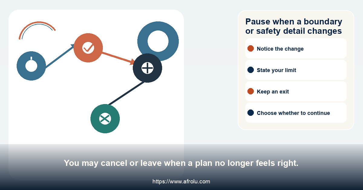Safety choices for money requests, app privacy and venue changes.