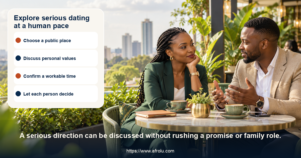 Two adult Kenyan professionals talk through a serious dating plan in Nairobi.