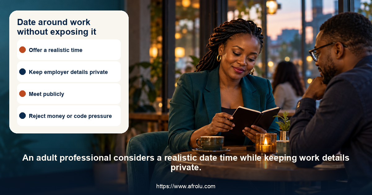 Adult daters discuss a specific plan in a public café for a guide about late comers safety career.