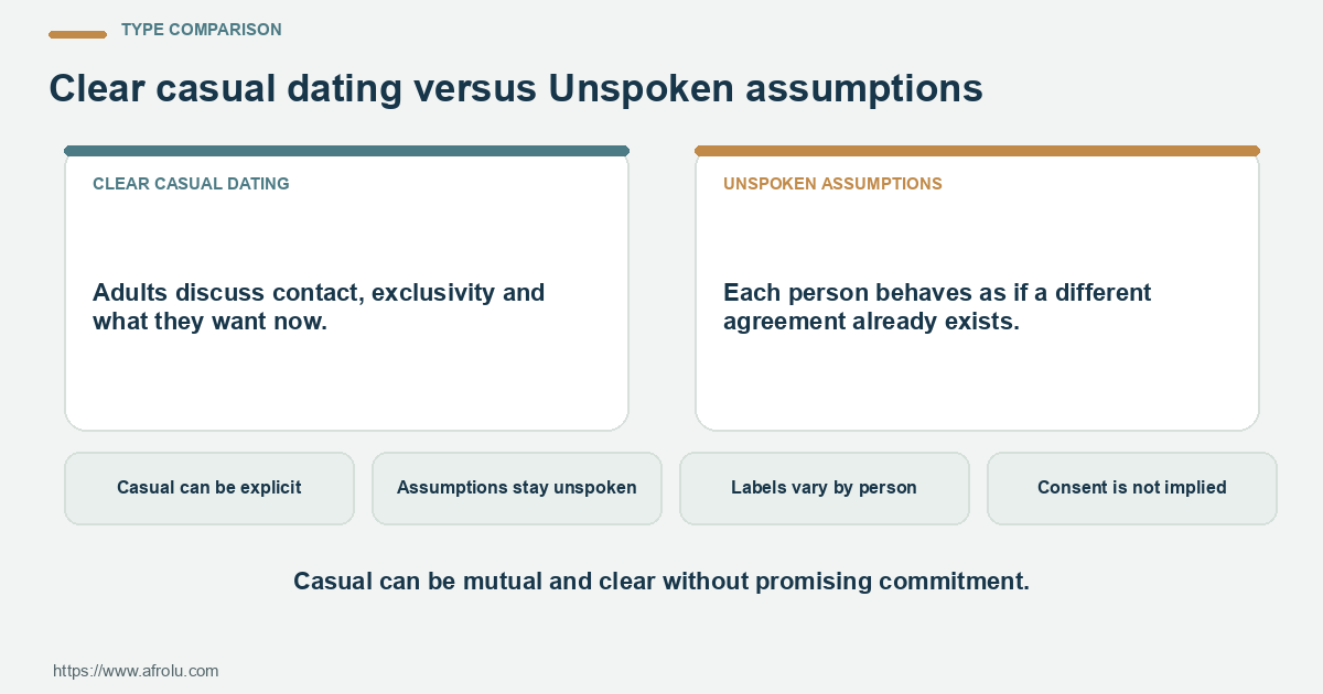Balanced comparison of clear casual dating and unspoken assumptions for clear terms for casual dating when contact keeps you guessing.