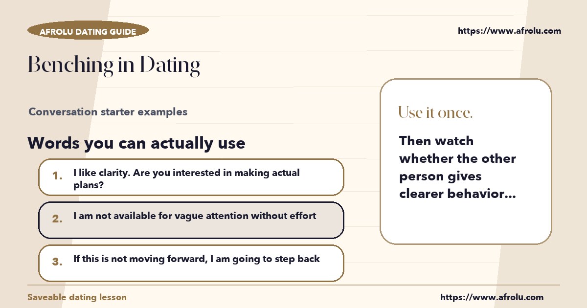 Hands-on sample messages for benching in dating