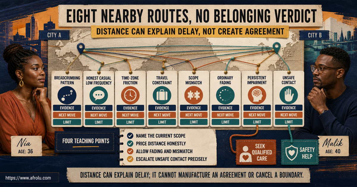 Comparison of diaspora breadcrumbing honest casual low frequency time-zone friction travel constraint mismatch fading impairment and unsafe contact