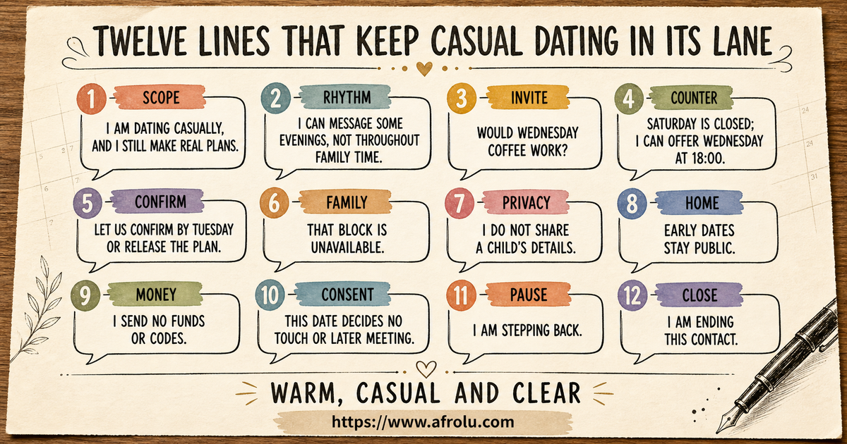 Twelve parent dating scripts for casual scope family time planning privacy money consent pause and closure
