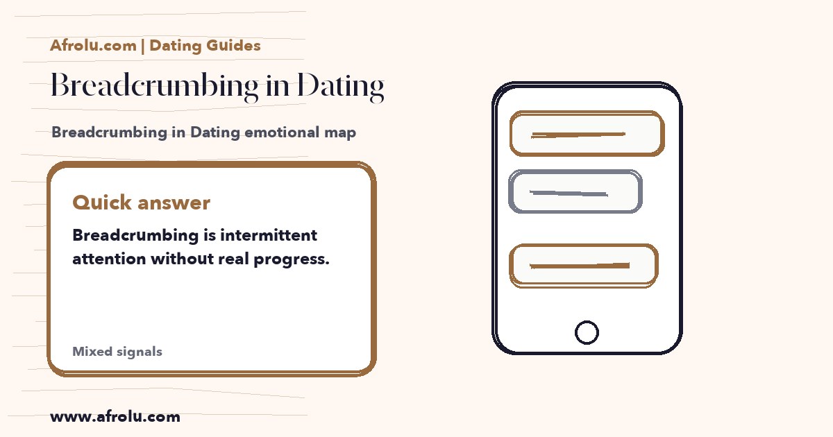 Hand-drawn Afrolu guide cover for Breadcrumbing in Dating