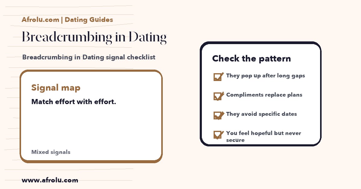 Hand-drawn checklist for Breadcrumbing in Dating dating signals