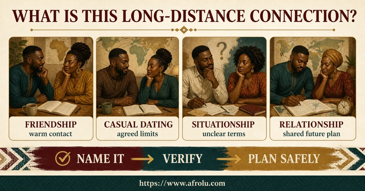 Adult-only explanatory type-comparison visual for clear faith-led long-distance casual dating.