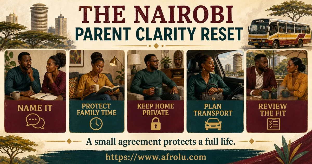 Five cards create a Nairobi parent clarity reset.