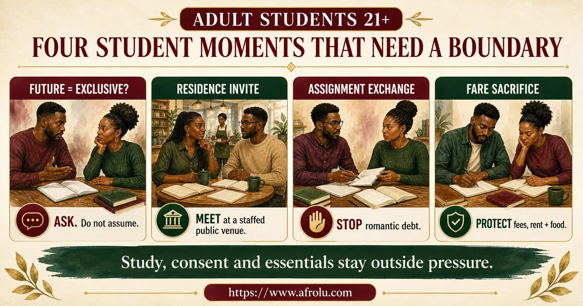 Four situations help Nairobi adult students separate serious future hope from present exclusivity, residence access, academic debt, and essential spending.