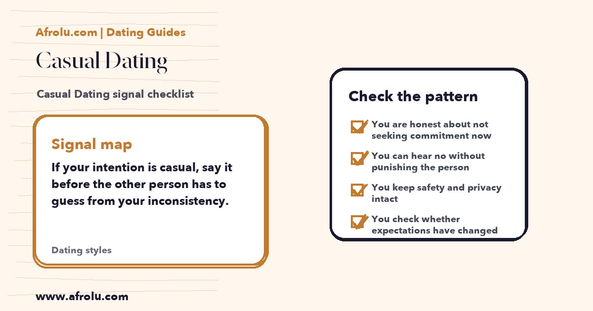 Hand-drawn checklist for Casual Dating dating signals