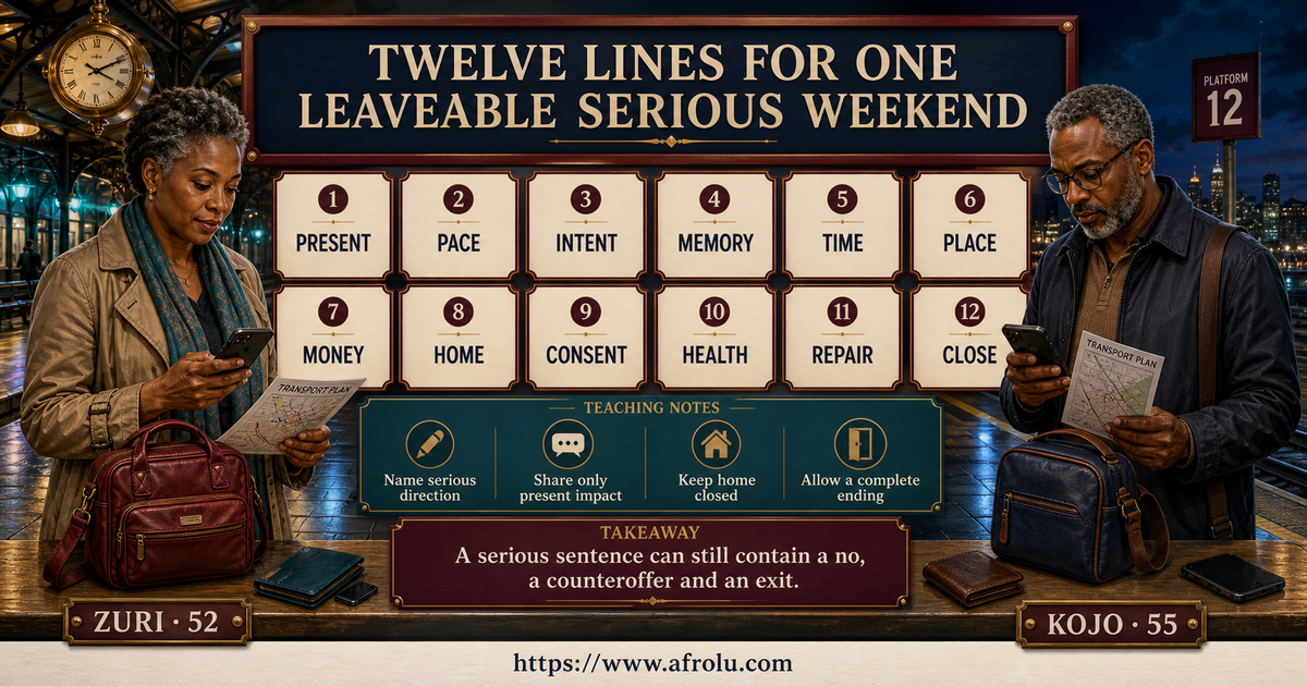 Twelve later-life serious dating lines for pace memories intent time money home consent health repair and closure