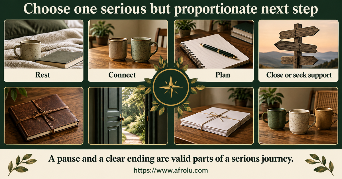 Eight equal-choice board for resting, talking to a friend, making a public coffee plan, asking about direction, pausing dating, protecting privacy, seeking support or closing a connection