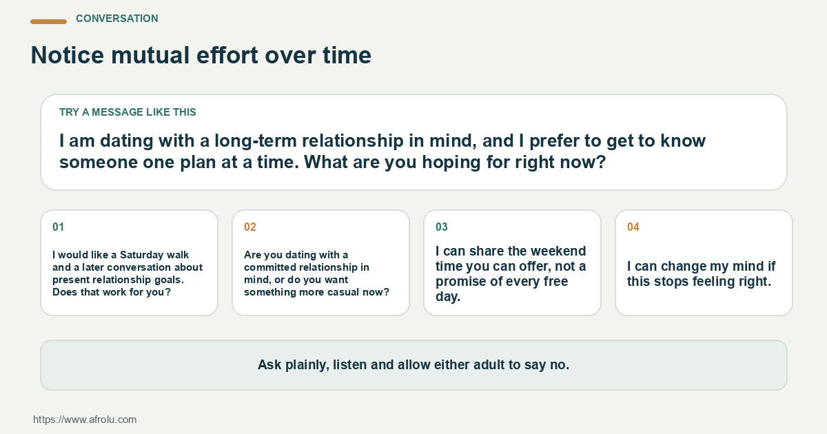 Four adaptable scripts for discussing serious-intent dating after heartbreak while protecting weekends, confirming a plan and stating a boundary.