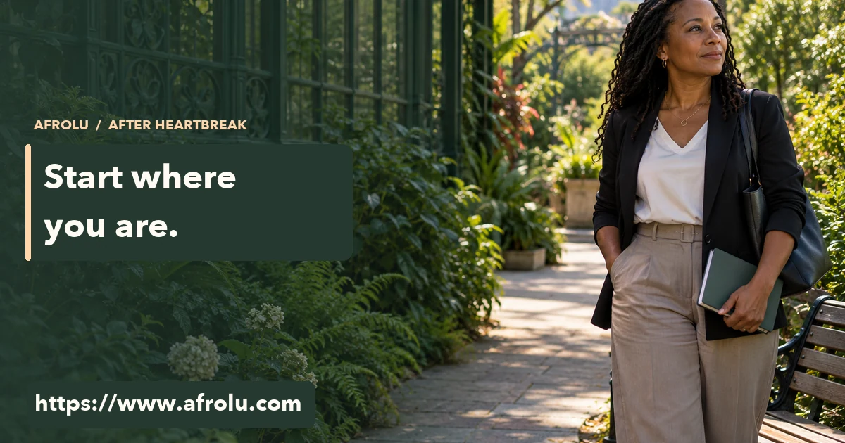 A professional adult takes a quiet walk along a botanical garden path after work.