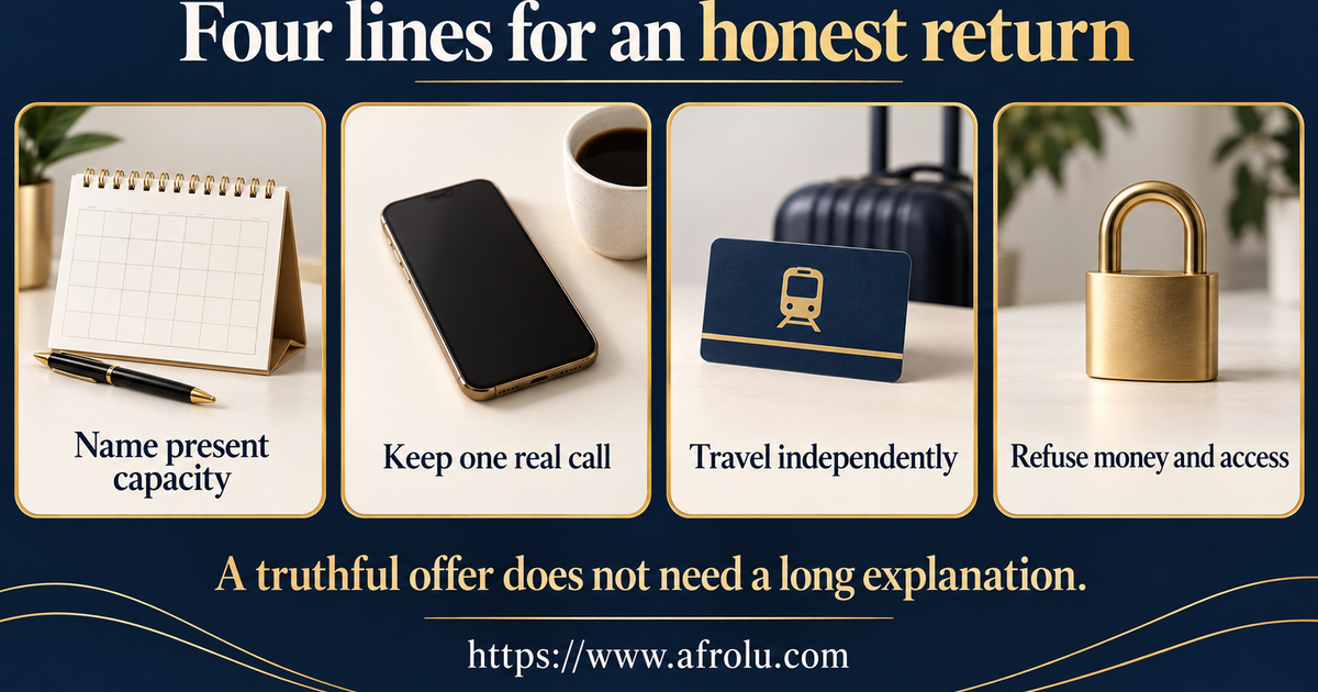 Four large plain-language scripts for a recent-breakup disclosure, weekly work call, independent future travel and refusing money or private access