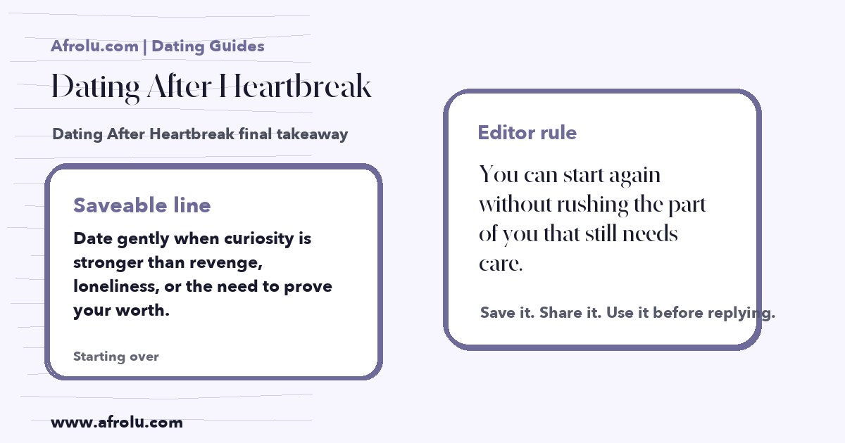 Hand-drawn takeaway card for Dating After Heartbreak