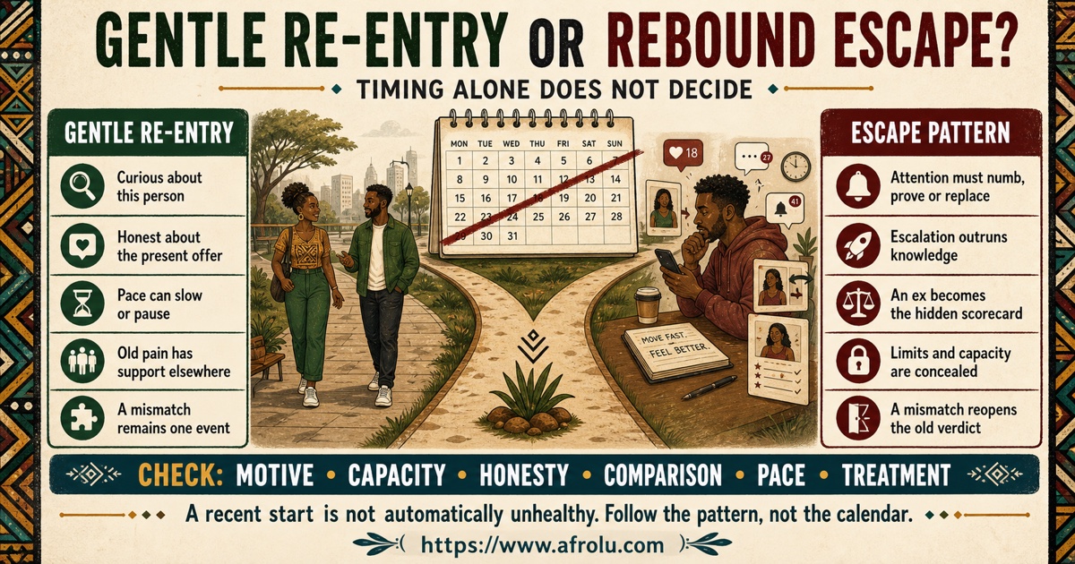 Comparison of gentle dating after heartbreak and rebound escape across motive, pace, ex comparison, honesty, rejection, and capacity
