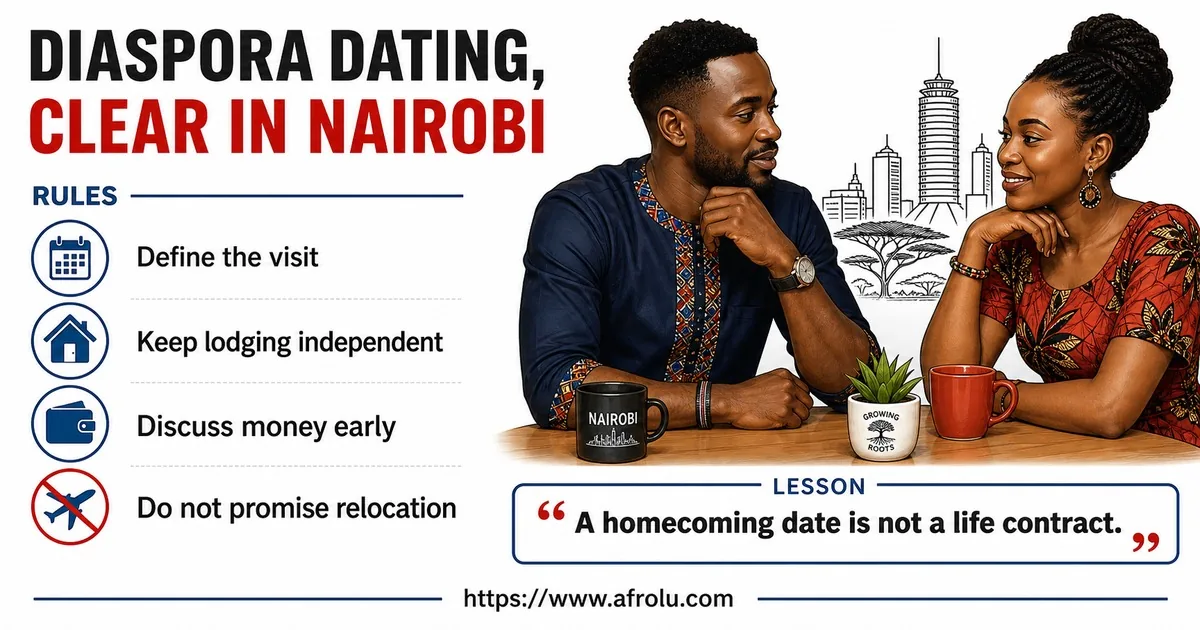 Illustrated opening guide for Set Clear Diaspora Dating Boundaries in Nairobi.