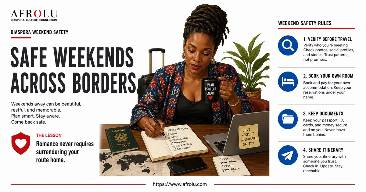 Illustrated opening guide for Set Safe Diaspora Dating Boundaries for Weekend Visits.