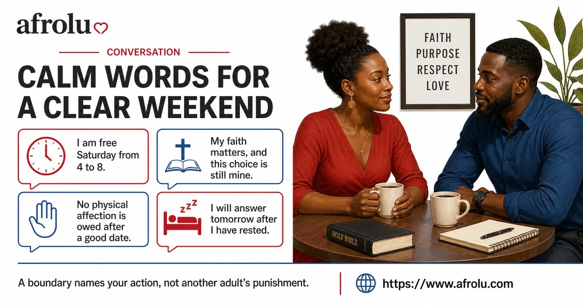 Four calm scripts cover weekend time, personal faith, physical affection, and rest.
