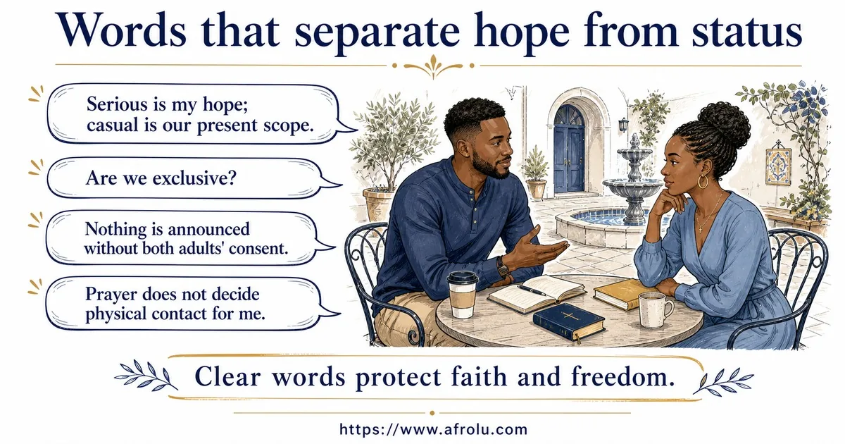 Illustrated conversation guide for Set Faith-Led Boundaries for Serious Hopes and a Casual Start.