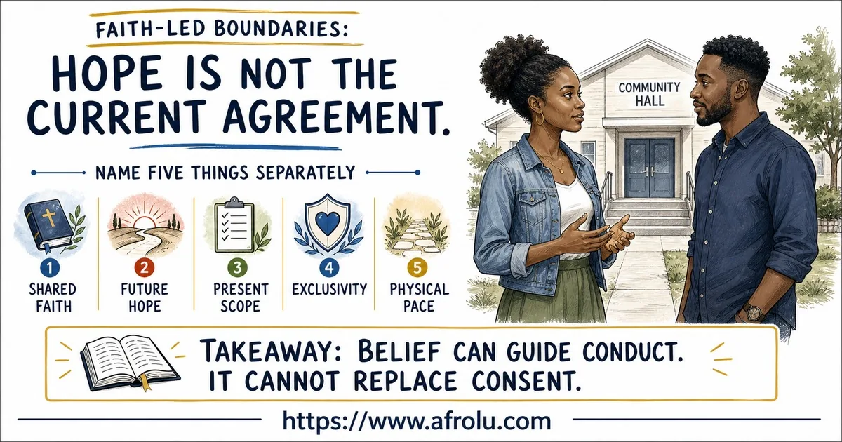 Illustrated opening guide for Set Faith-Led Boundaries for Serious Hopes and a Casual Start.