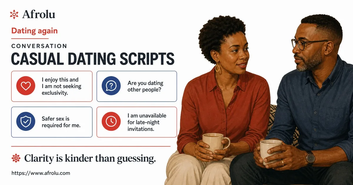 Illustrated conversation guide for Set Clear Casual Dating Boundaries Later in Life.
