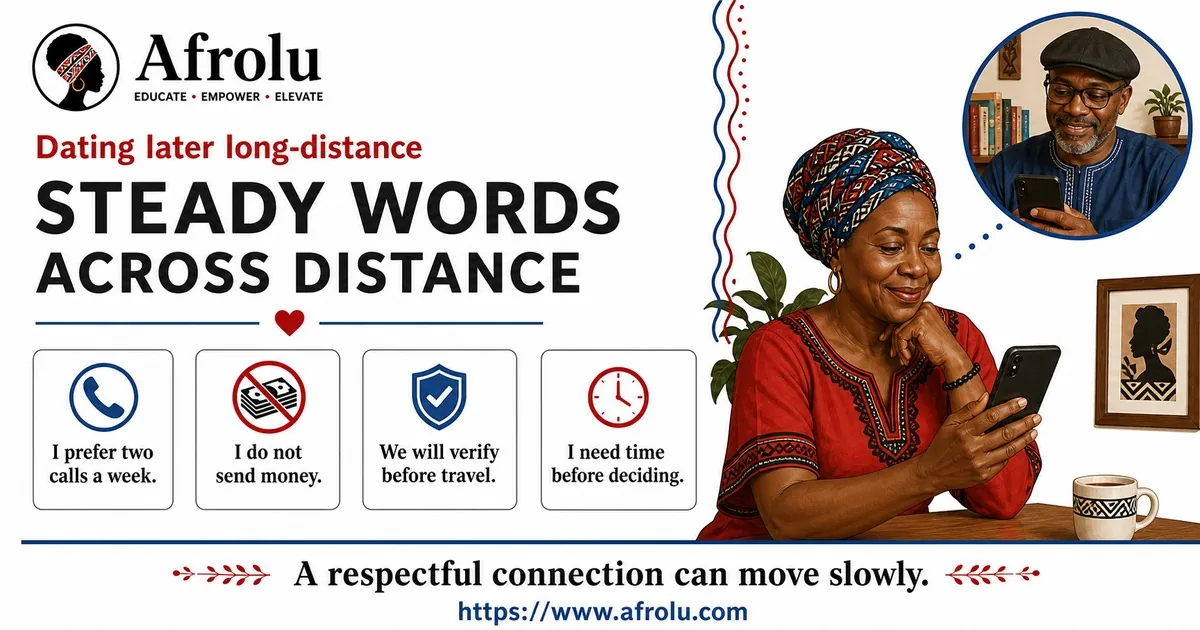 Illustrated conversation guide for Handle Late Long-Distance Calls and Visits Without Pressure.