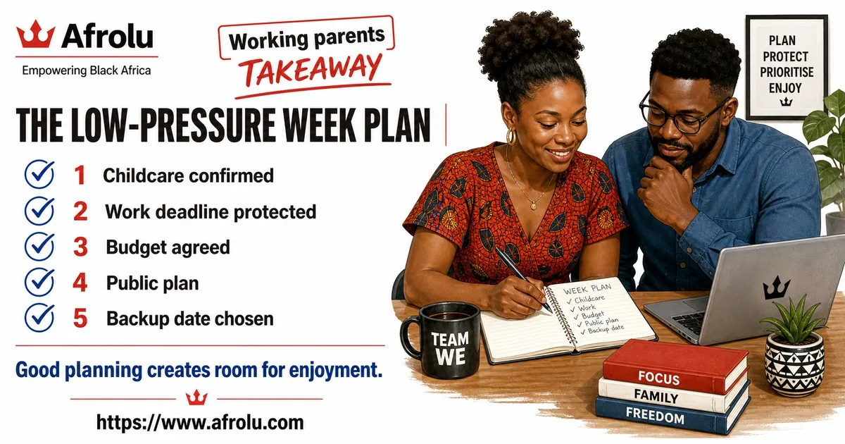 Illustrated action guide for Set Low-Pressure Dating Boundaries Around Parenting and Work.