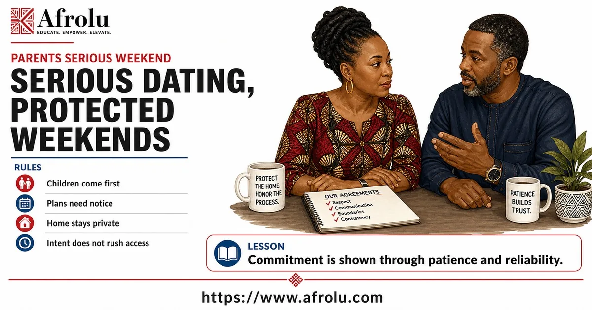 Illustrated opening guide for Protect Family Life in Serious Weekend Dating.
