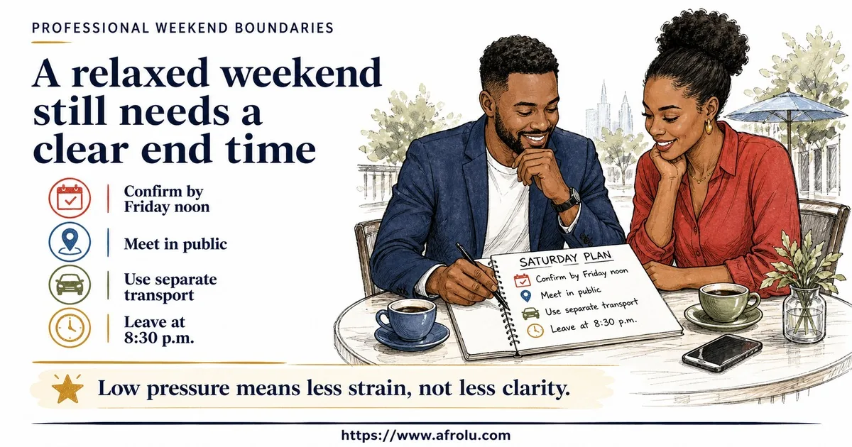 Illustrated opening guide for Set Professional Weekend Dating Boundaries Without Pressure.